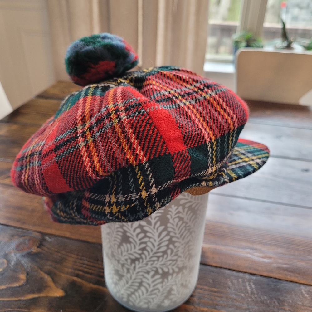Vintage plaid cabbie flat cap